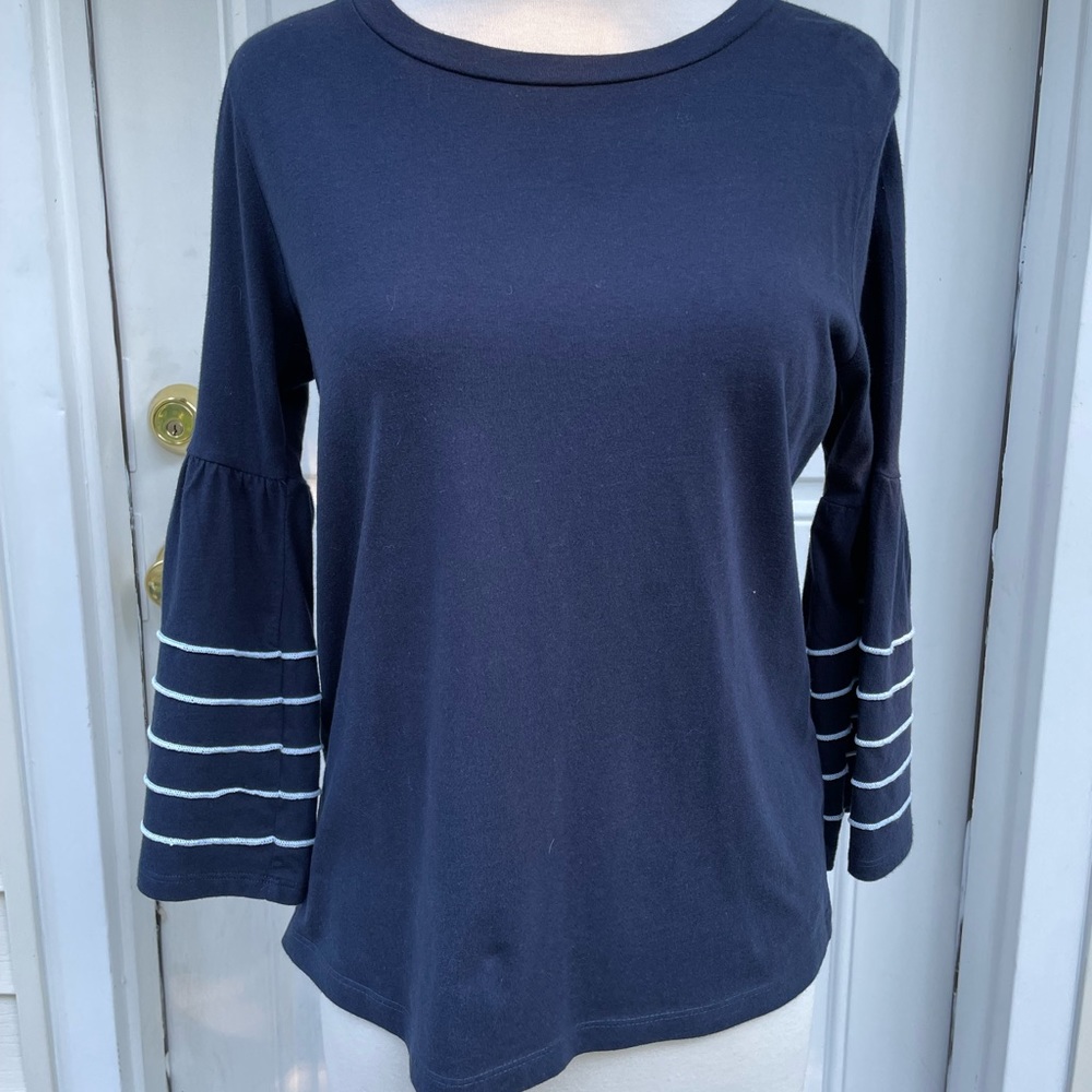 Super Cute J.Crew bell stripe Navy Top . Worn Once!